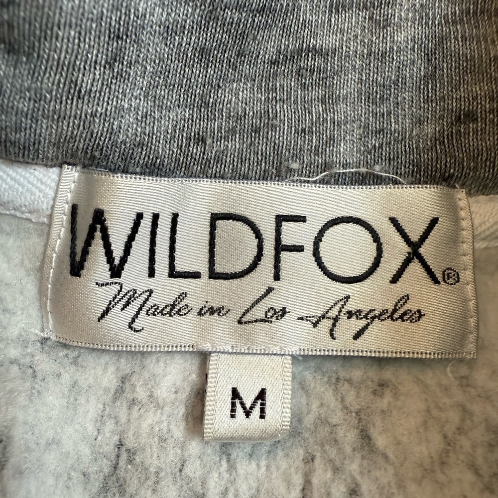 Wildfox MEDIUM Gray Half Zip Sweatshirt with Pink and Orange Chevron - Picture 7 of 8
